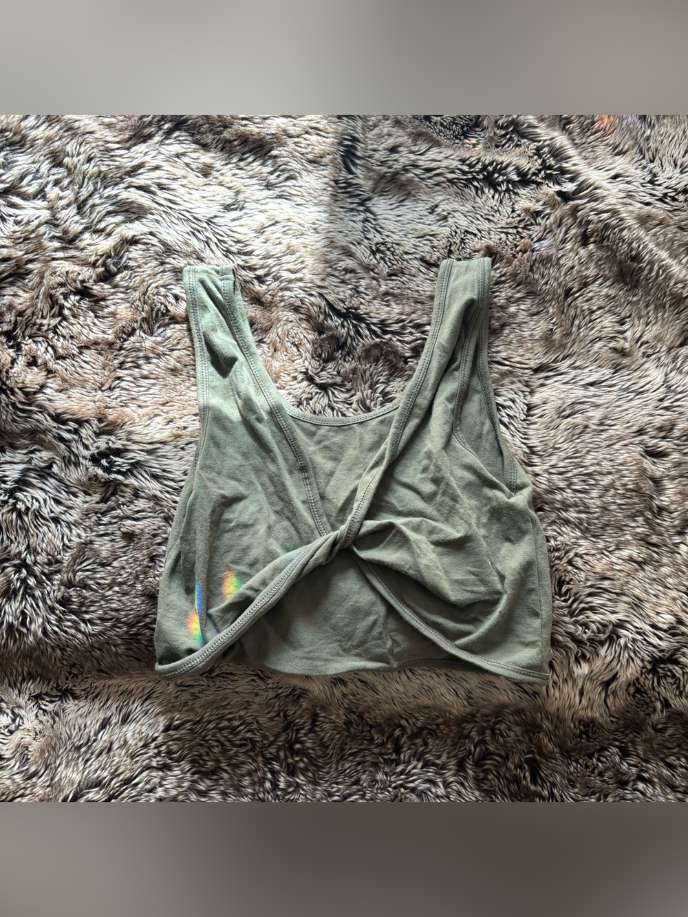 American Eagle Outfitters Olive Twist-Front Crop Tank